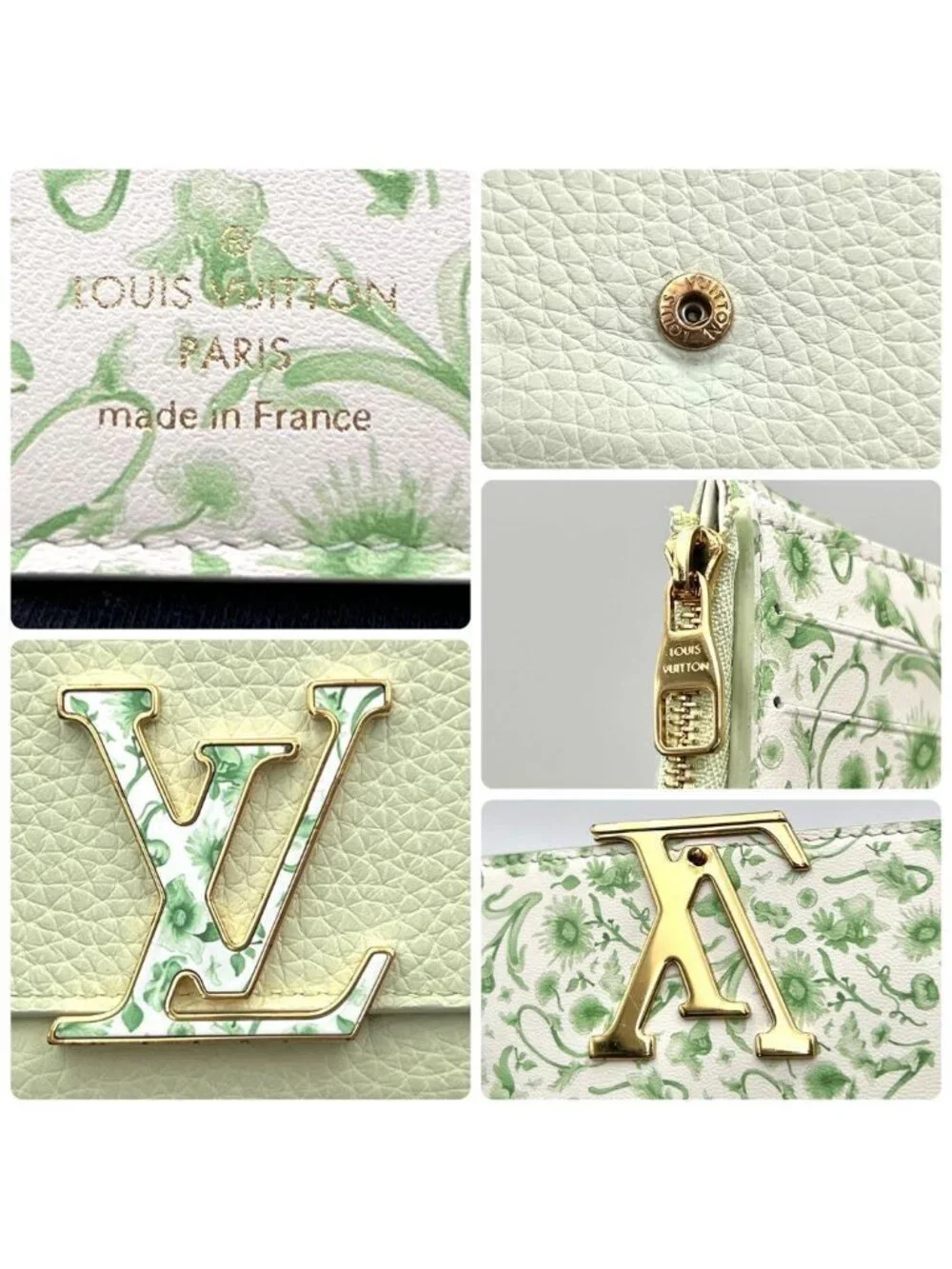 Louis Vuitton Taurillon Capucines Compact Green Trifold Wallet